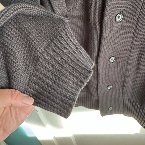 Leonard Frisbie Peru 100% PIMA Cotton Black Knit Casual Button Down Cardigan M - Picture 7 of 12